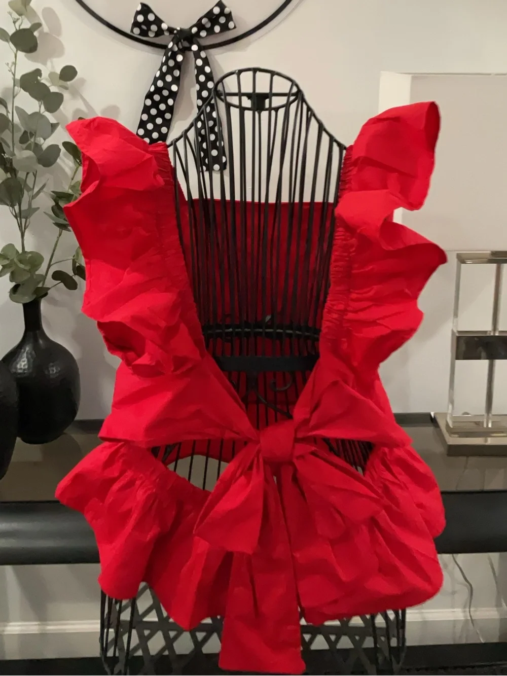 Red Ruffle Sleeve Top - Picture 6 of 6